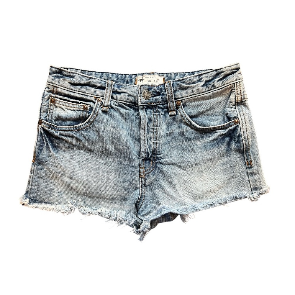 Free People Denim Cutoff Shorts Size 25 Light Wash Raw Hem